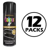 12X Paint Factory Black Matt Spray Paint 400ml Spray Paint
